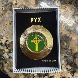 Vintage Gold Celtic Cross Pyx Made in USA w/ Box